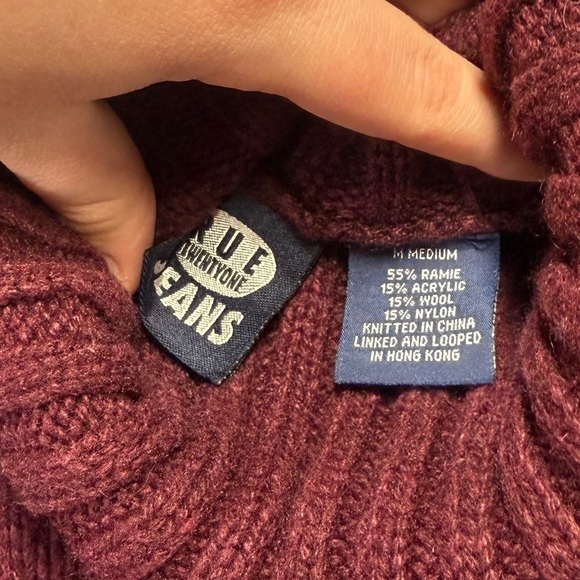 rue21 vintage 90s burgundy fair isle turtleneck sweater – size medium - Picture 2 of 3